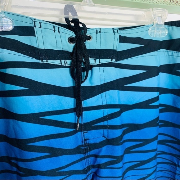 Hang ten blue purple ombre abstract striping swim trunks 34 medium - Picture 5 of 7